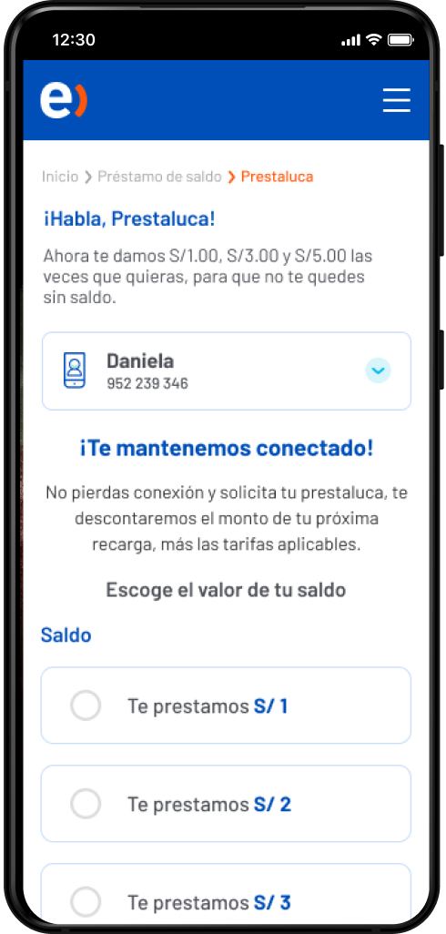 Prestaluca a través de la Web Mi Entel