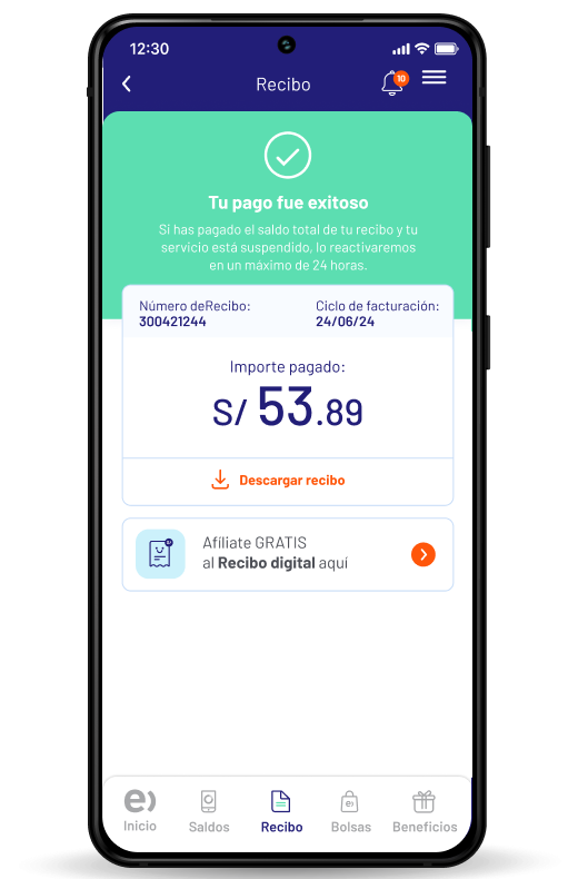 Pago exitoso recibo app mi entel