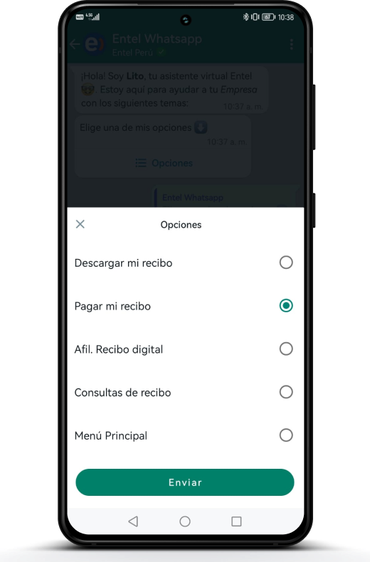 Whatsapp pago de recibo Entel